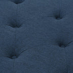 Tufted Ottoman with Upholstered Polyester Blend, Button Tufting, Turned Feet, 40.5" x 40.5" x 16.9", Navy Blue