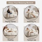 Bean Bag Sofa with High-Density Foam and Faux Fur Fabric, Compressed Sofa Oversized Fluffy Loveseat for Adults, 75" L x 42.5" W x 28.5" H, White