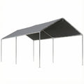 9.6' x 19.5' Carport Heavy Duty Galvanized Car Canopy w/ Included Anchor Kit, 3 Reinforced Steel Cables, Gray
