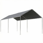 9.6' x 19.5' Carport Heavy Duty Galvanized Car Canopy w/ Included Anchor Kit, 3 Reinforced Steel Cables, Gray