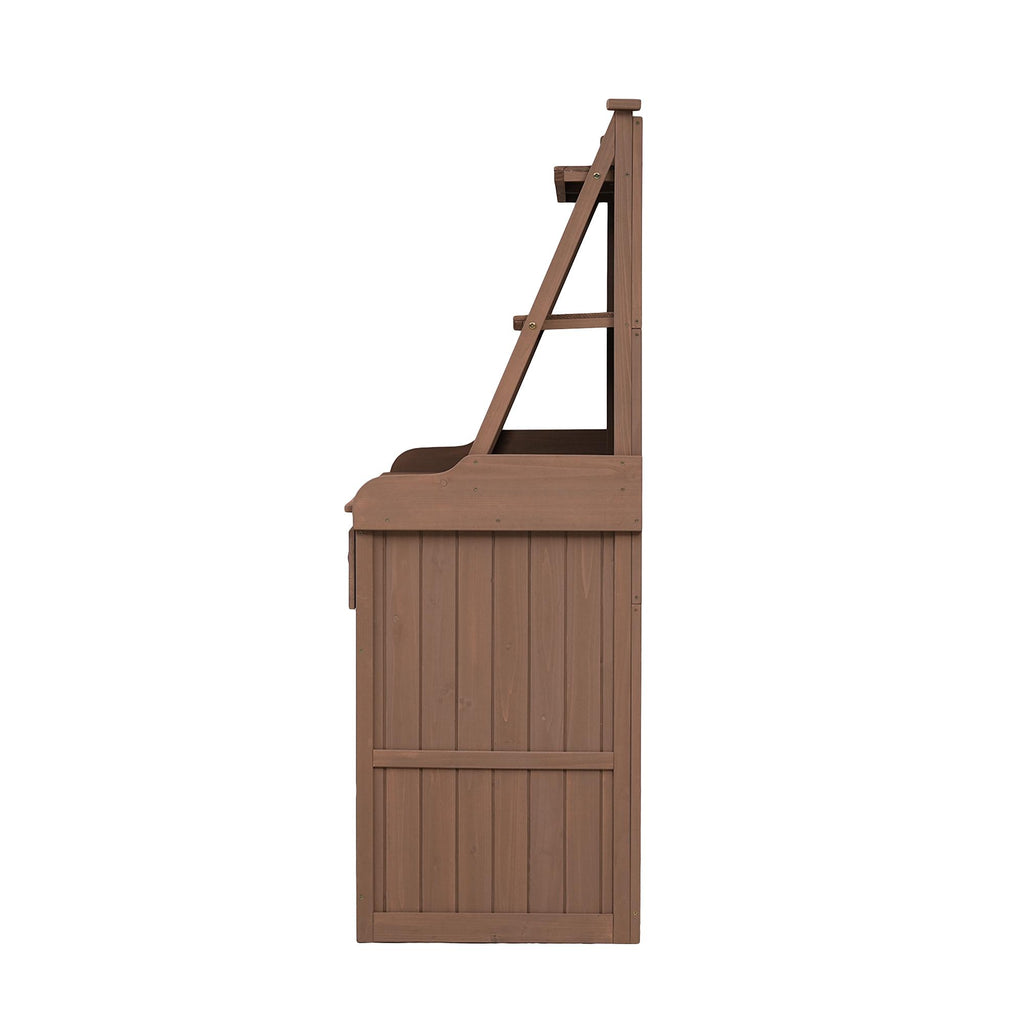 Garden Potting Bench Table with Cabinet, Drawer & Shelf, Fir Wood Outdoor Workstation for Garden & Patio, 47'' L x 23'' W x 65'' H, Brown