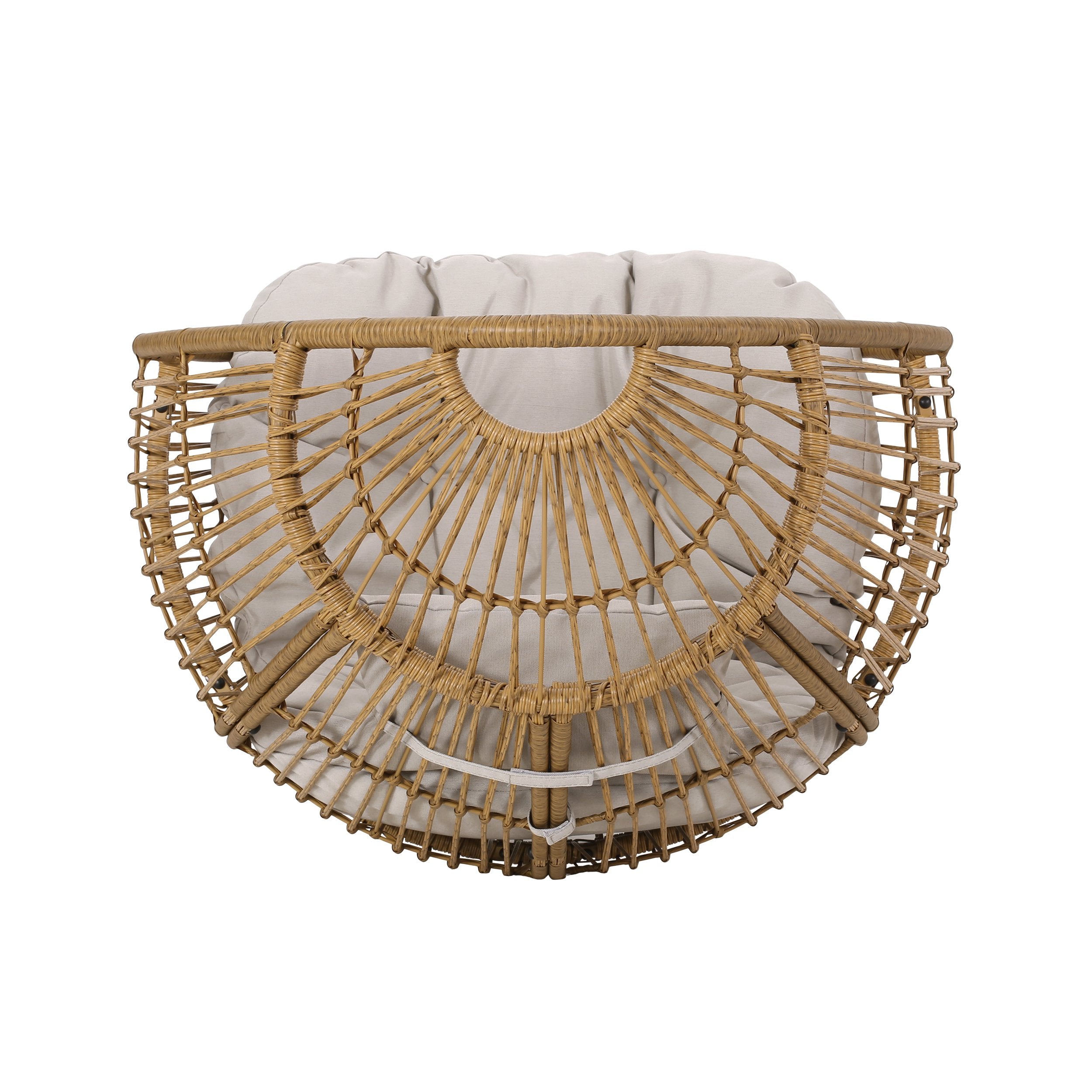 Outdoor Teardrop Wicker Patio Chair with Water-Resistant Cushions, Hand-Crafted Faux Rattan, 37" L x 28" W x 62" H, Natural