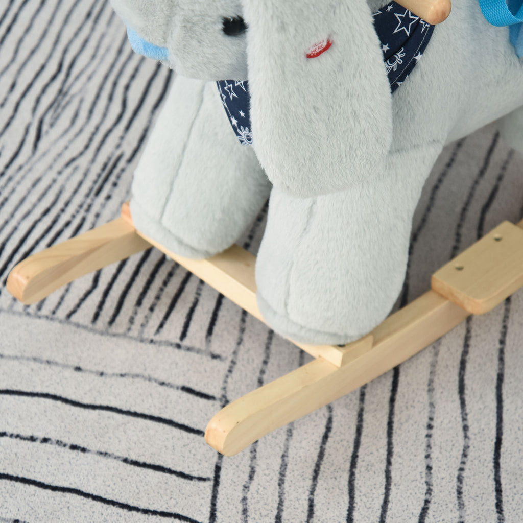 Kids Ride-On Rocking Horse Toy Bunny Rocker with Fun Play Music & Soft Plush Fabric for Children 18-36 Months