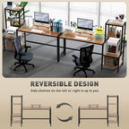 Computer Desk, 67" CPU Desk with Monitor Stand, Reversible 4-Tier Shelf, Industrial Writing Desk for Study Room, Brown