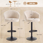 Modern Upholstered Adjustable Barstools with Swivel Seat, Linen Touch Fabric, Steel Frame, Footrest, ‎Beige