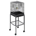 45-inch Metal Indoor Bird Cage, Parrot Cage, Bird Aviary with Detachable Rolling Stand, Storage Basket, and Accessories - Black