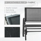 2-Piece Outdoor Glider Swing, Rocking Chair Set with Breathable Mesh Fabric, Sturdy Durable Frame, Curved Armrests, Supports Up to 264 lbs., for Backyard, Garden, Porch, Black