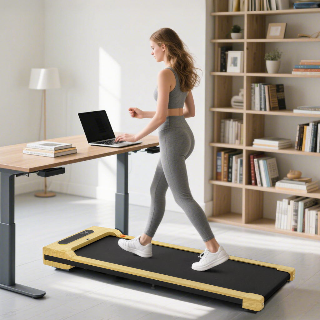 2.5HP Walking Pad, Under Desk Treadmill with Remote Control, Transport Wheels and LED Display for Home Gym Office