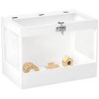 Hamster Cage with Openable Top & Lock, Hut, Transparent Acrylic Panels, Accessories, for Dwarf Hamster Gerbil, White