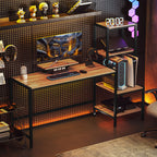 Computer Desk, 67" CPU Desk with Monitor Stand, Reversible 4-Tier Shelf, Industrial Writing Desk for Study Room, Brown