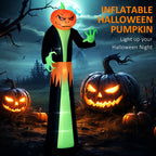 9' Halloween Inflatables Outdoor Decorations Pumpkin Head Ghost, Blow Up LED Yard Decor for Garden, Lawn, Party, Holiday, Waterproof