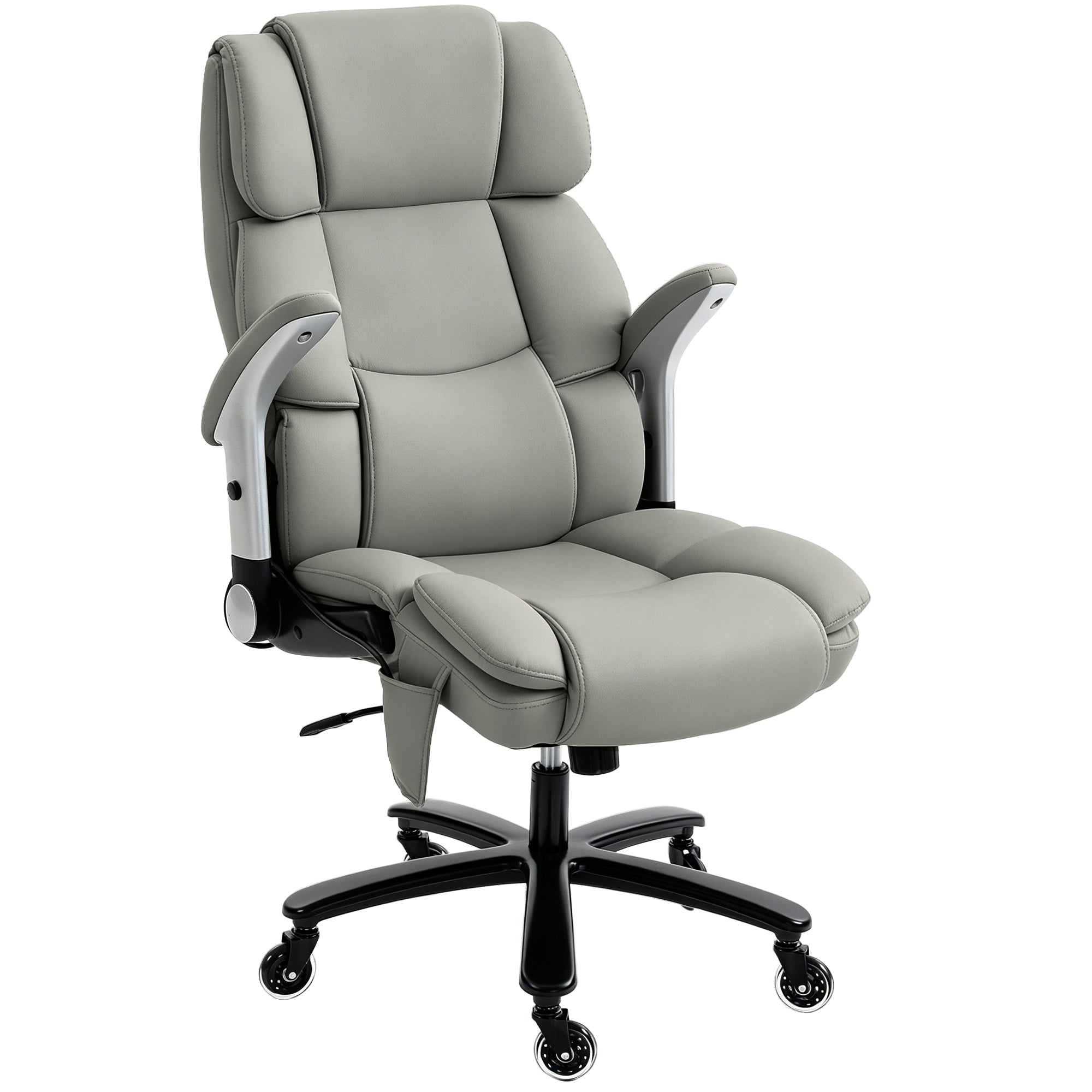 Ergonomic Office Chair with Inflatable Adjustable Lumbar Support, 400 Lbs Heavy Duty High Back Desk Chair, Light Gray