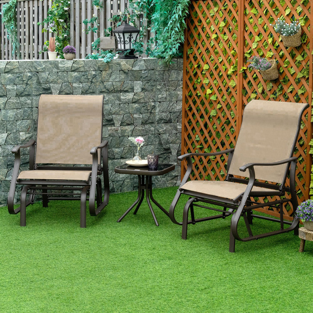 Outdoor Gliding Chairs Set Durable Compact for Patio, Bistro Tea Time, Perfect for Couples & Families, Gray