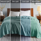 Machine Washable Egyptian Cotton Blanket with Breathable Weave, OEKO-TEX Certified, Perfect for Any Room, 90" L x 66" W x 0.25" H, Teal