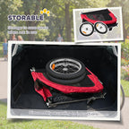 2 in 1 Dog Bike Trailer, Foldable Pet Stroller, Dog Bicycle Trailer with Suspension, for Medium Dogs up to 44 LBS, Red