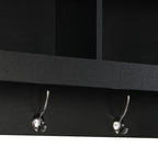 Shoe Cabinet Storage with Shelves and 4 Hooks, Elegant Hall Tree with Wall Mounted Coat Rack, Entryway Organizer for Hallway, Mudroom, Black