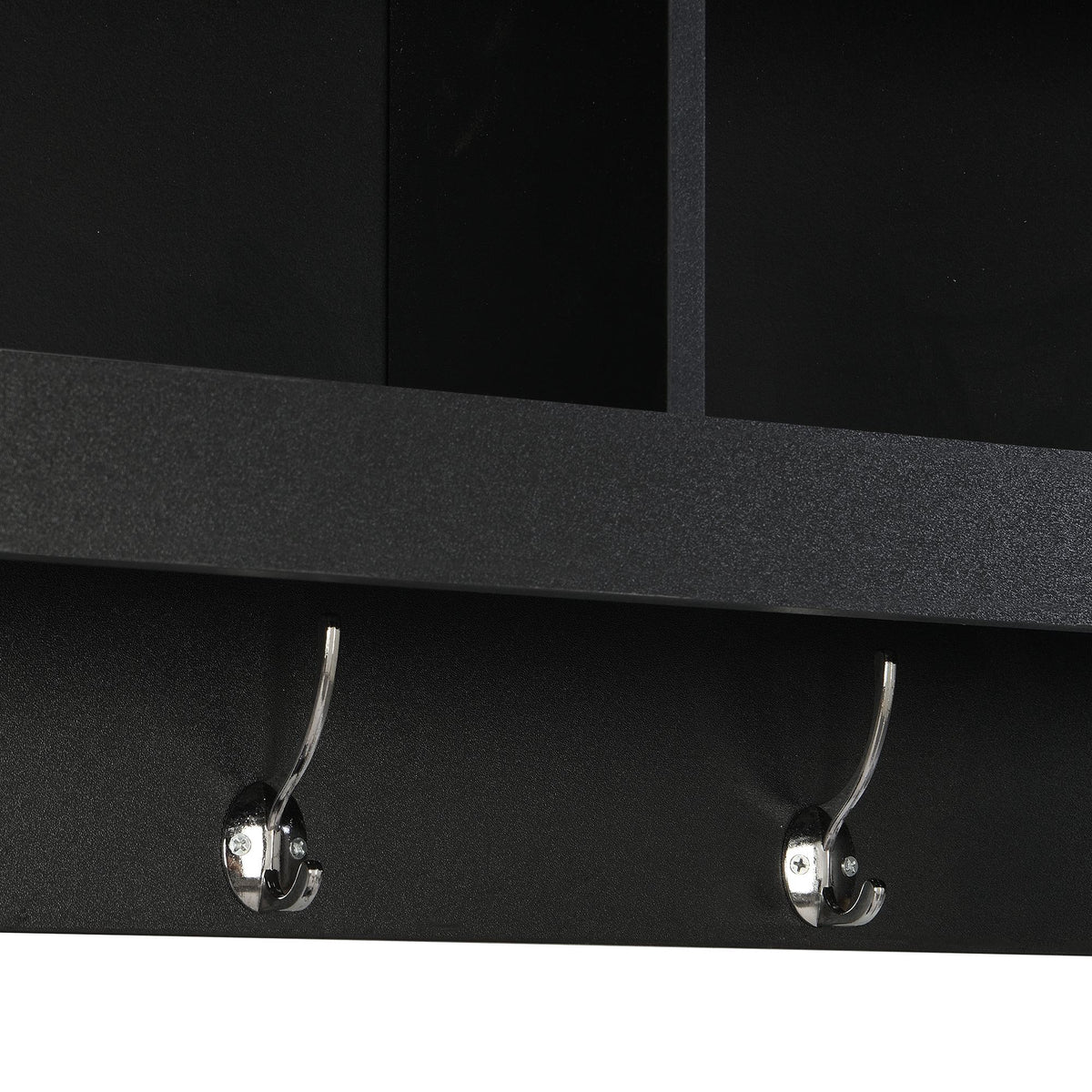 Shoe Cabinet Storage with Shelves and 4 Hooks, Elegant Hall Tree with Wall Mounted Coat Rack, Entryway Organizer for Hallway, Mudroom, Black