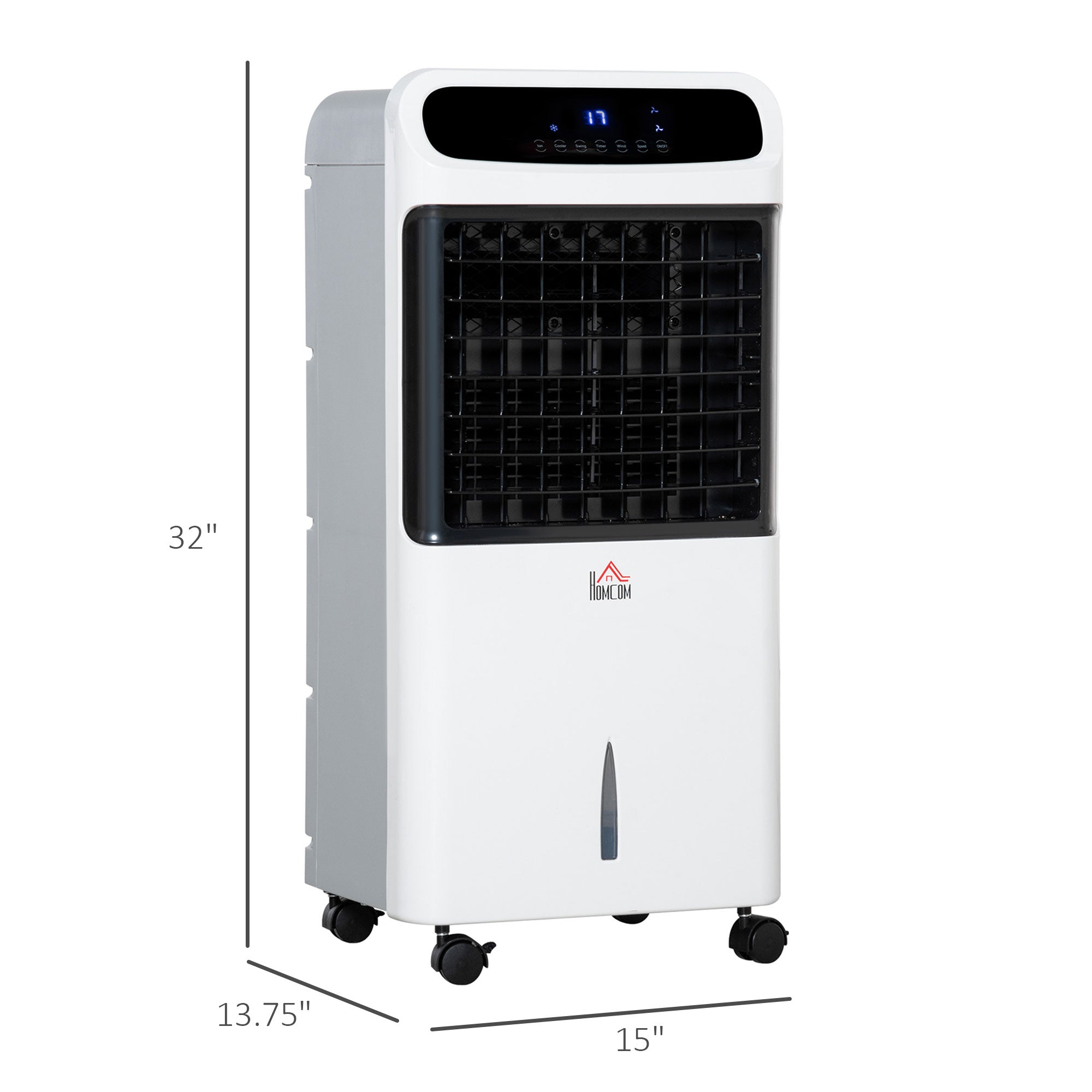 3-In-1 Ice Cooling Fan, Mobile Evaporative Air Cooler with Remote, Timer, Oscillating for Home Office, Bedroom, White