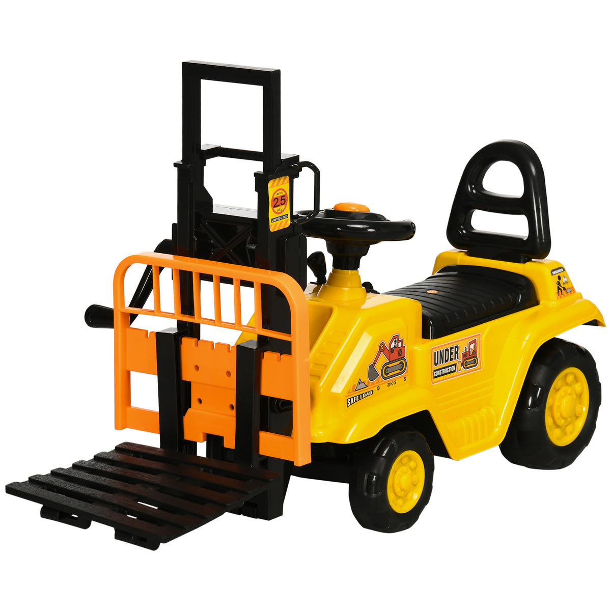 Sit and Scoot Ride-on Toy with Forklift Operation, Construction Toys for Kids with Under Seat Storage, Forklift Toy for 3-Year-Old Boys & Girls, Imagination Toys