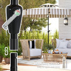 8.6FT Patio Umbrella, UPF 30+ Outdoor Market Umbrella, 2-Tier Vented Patio Table Umbrella with Crank 8 Ribs, Tiltable Porch Umbrella for Garden Deck Poolside, Light Gray