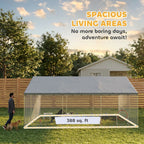 Heavy Duty Outdoor Dog Kennel with Waterproof Roof, Secure Latch, Chain Link Dog Run for Backyard, 19.7' x 19.7' x 8.9'