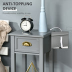 2-Tier Tall Side Table, Nightstand End Table w/ Drawer & Bottom Shelf for Living Room, Bedroom, Gray