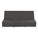 Outdoor Patio Sunbed with Adjustable Backrest & Side Tray, Wicker Rattan Lounger with Thick Cushion, 47" L x 29.5" W x 15" H, Gray