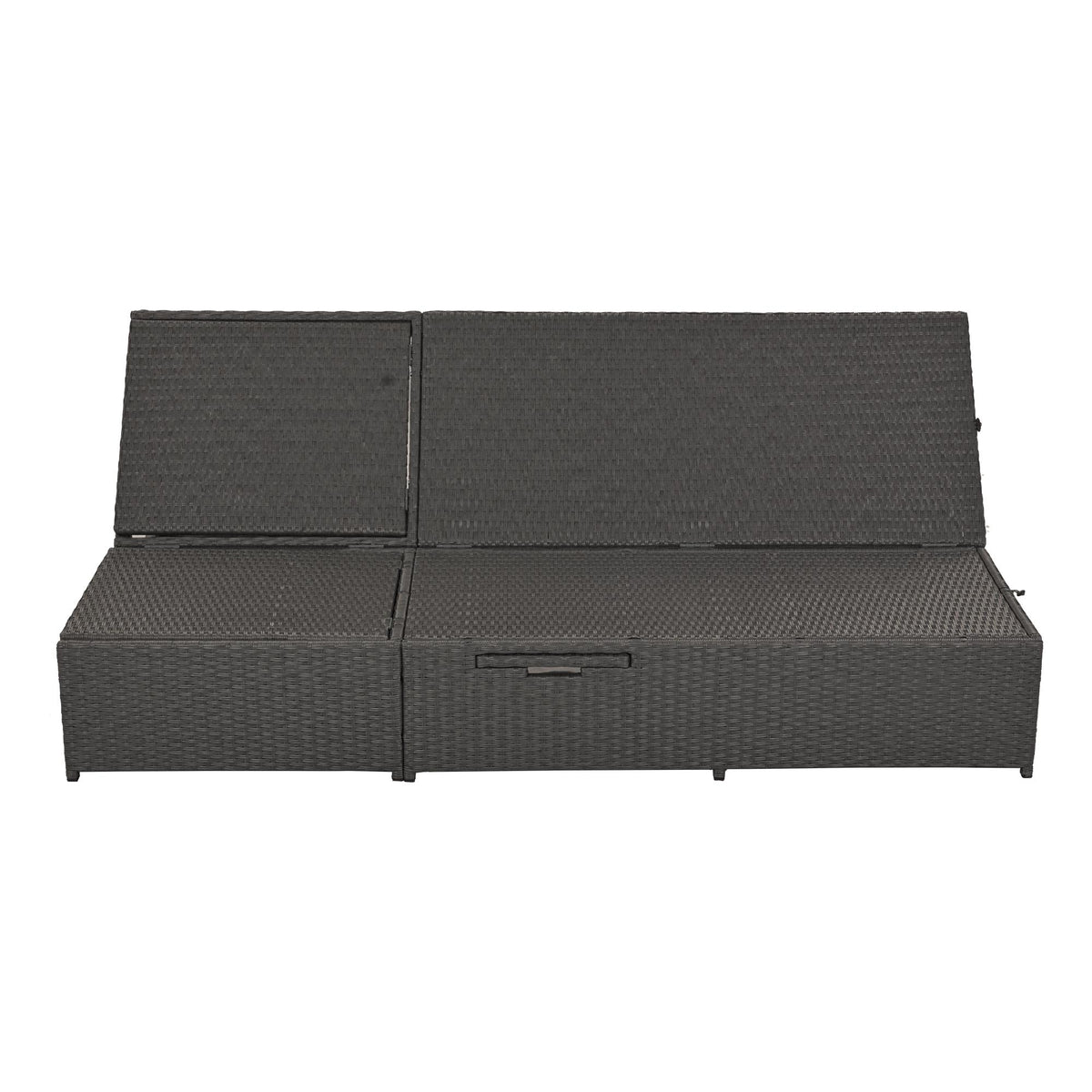 Outdoor Patio Sunbed with Adjustable Backrest & Side Tray, Wicker Rattan Lounger with Thick Cushion, 47" L x 29.5" W x 15" H, Gray