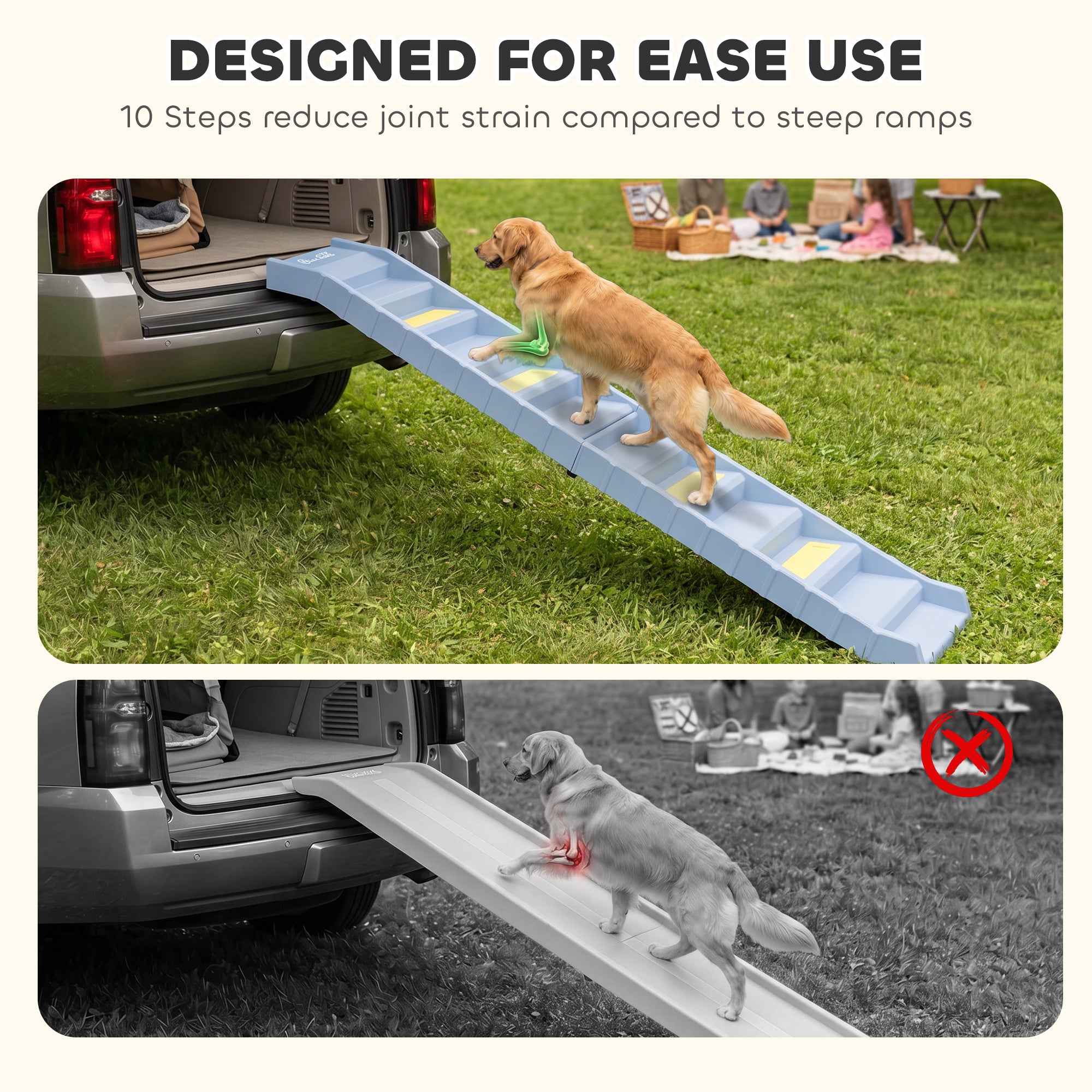 Dog Stairs for Car Truck SUV, Foldable Dog Ramp for Large Medium Small Dogs, Gray