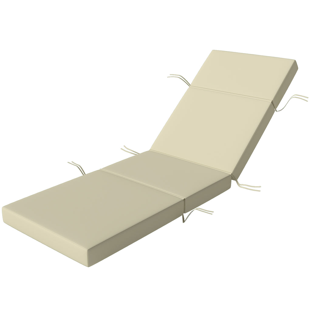 Chaise Lounge Cushion, 4" Thick Outdoor Lounge Chair Cushions with Ties for Patio, 26" x 80", Cream White