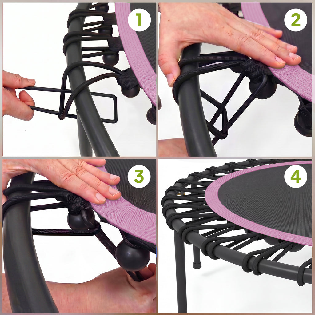 45" Rebounder Trampoline for Adults, Foldable Mini Trampoline with Adjustable Handle Bar for Indoor Outdoor, Pink