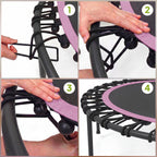 45" Rebounder Trampoline for Adults, Foldable Mini Trampoline with Adjustable Handle Bar for Indoor Outdoor, Pink