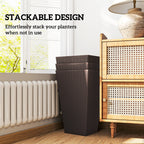 Set of 3 Tall Planters with Drainage Hole, 24" Outdoor Flower Plant Pots, Indoor Planters for Porch, Front Door, Entryway, Patio and Deck, Brown