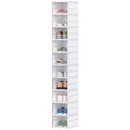 Stackable Plastic Shoe Boxes, 10 Pack Foldable Shoe Storage Boxes with Clear Door, No Assembly, Fit Size 10, White