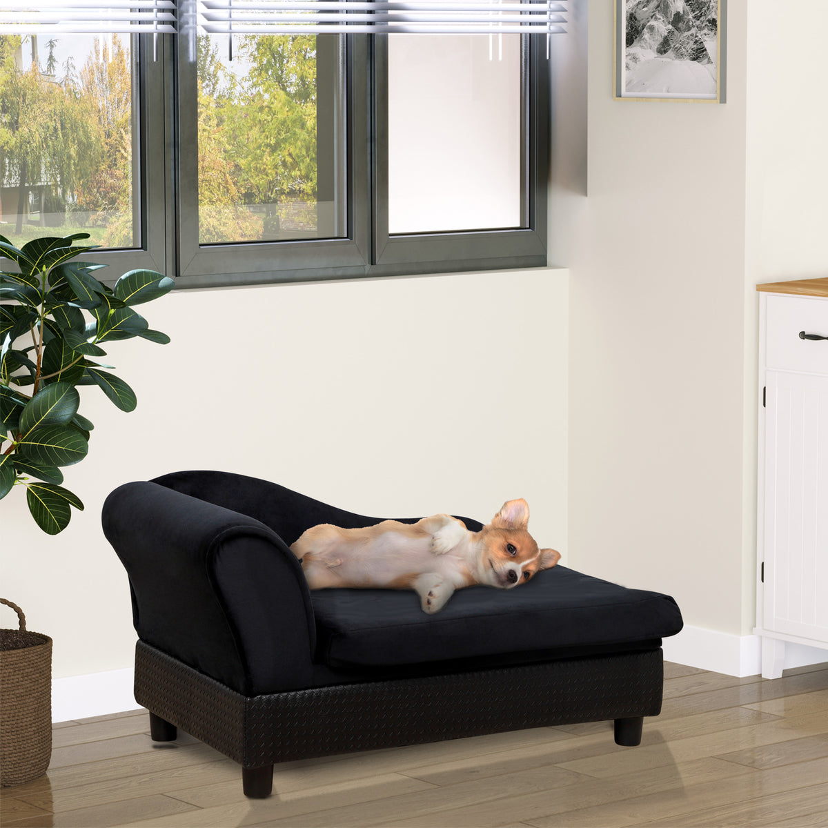 Pet Sofa Bed Couch with Storage, Pet Sofa for Cats and Small Dogs, Black