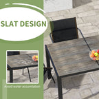 Patio Table for 6 with Aluminum Frame, Faux Wood Tabletop, Rectangular Outdoor Table for Backyard, Lawn, Balcony, Gray