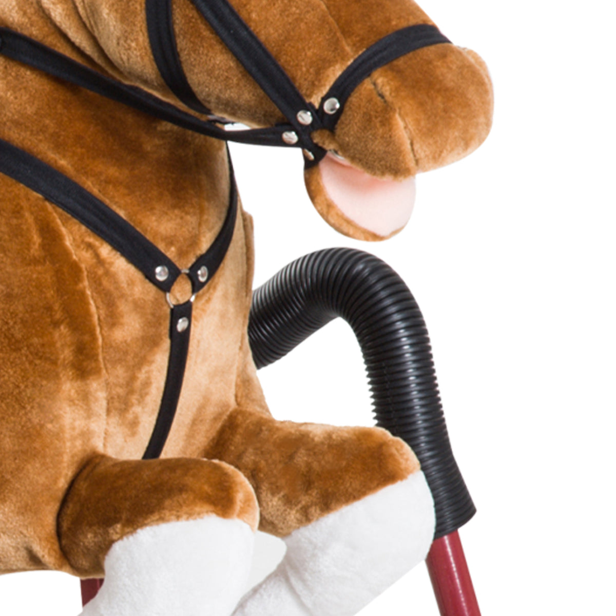 Durable Kids Plush Spring Rocking Horse, Ride On Rocking Horse with Realistic Sounds, Brown