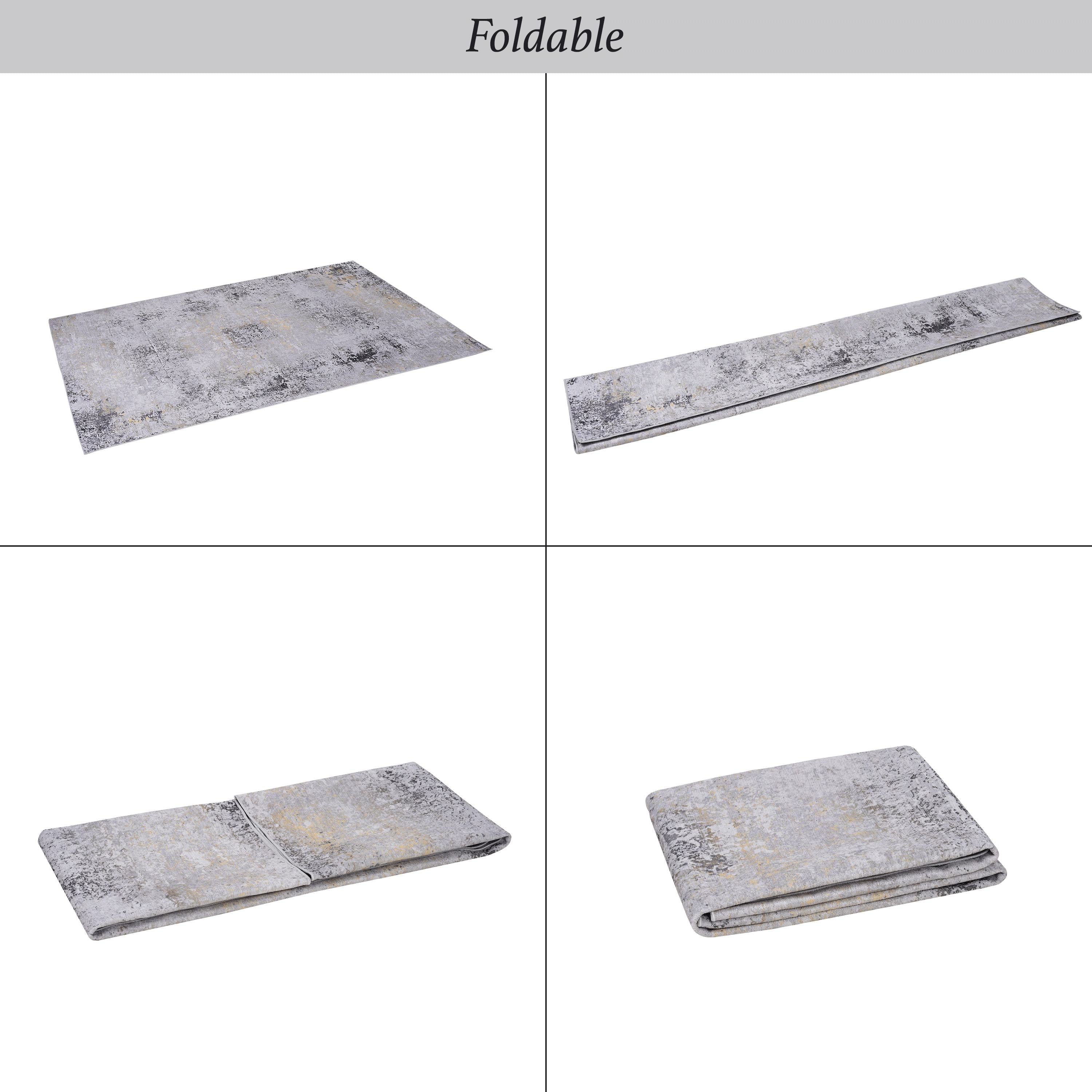 8x10 Non-Slip Machine Washable Area Rug with Low-Pile, Non-Shedding Kid and Pet Friendly Carpet, 96" L x 120" W x 0.15" H, Gray