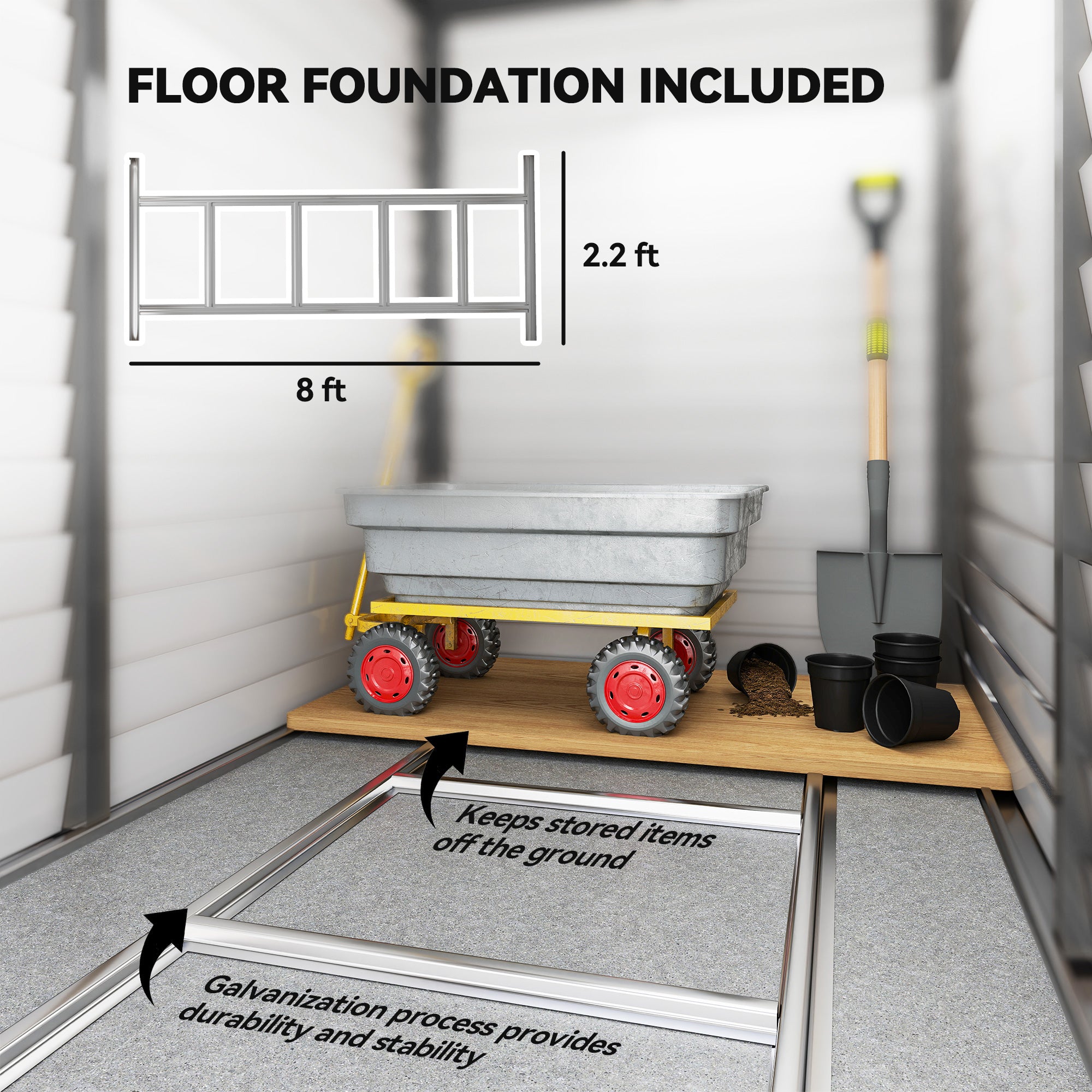 4.6' x 9' Outdoor Storage Shed, Lean to Metal Shed with Foundation Kit, Lockable Doors and Gloves for Patio, Lawn, Dark Gray