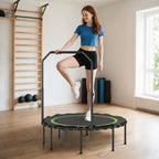 45" Rebounder Trampoline for Adults, Foldable Mini Trampoline with Adjustable Handle Bar for Indoor Outdoor, Green