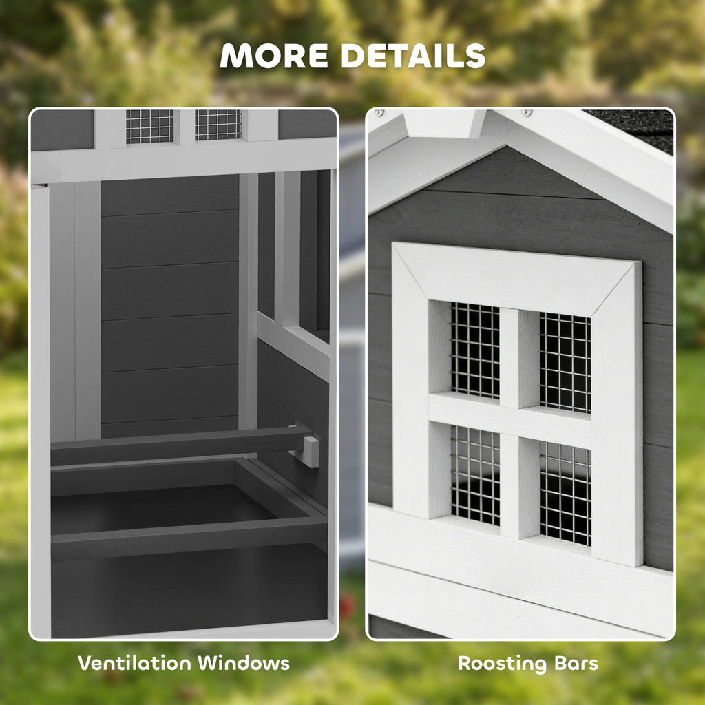 Chicken Coop for 2 Chickens, Wooden Hen House with Nesting Box, Pull-Out Tray, Ventilation Windows