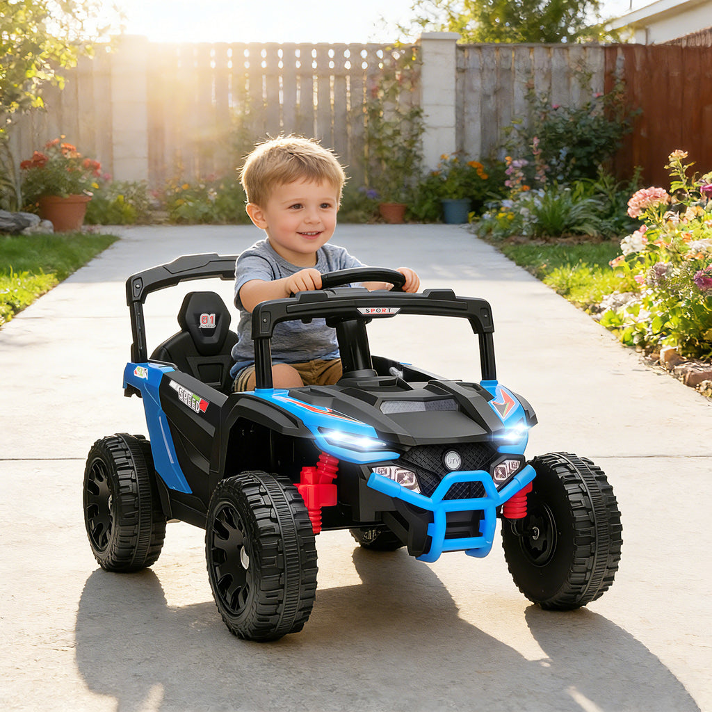 12V Kids Ride On Truck, Battery Powered Electric UTV Vehicle with Rear Suspension, Remote Control for 3-5 Years, Blue