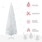 6ft Unlit Pencil Artificial Christmas Tree with Realistic Branches and 390 Tips, Plastic Base, White