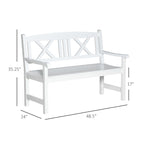 2-Seater Wooden Garden Bench, 4FT Outdoor Patio Loveseat with Unique X-Shape Back for Yard, Lawn, Porch, White