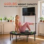 48" Rebounder Trampoline for Adults, Foldable Mini Trampoline with Adjustable Handle Bar for Indoor Outdoor, Green