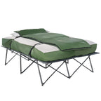 2-Person Folding Camping Cot Portable Outdoor Bed Set with Sleeping Bag, Inflatable Air Mattress, Comfort Pillows and Carry Bag, Soft and Comfortable for Outdoor Travel Camp Beach Vacation