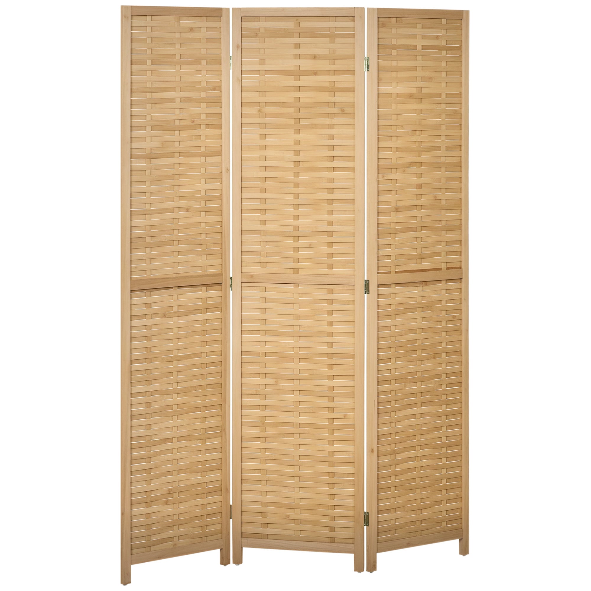 Hand Woven Room Divider, 3 Panel Bamboo Folding Privacy Screen for Home Office, 47.25"x67"x0.75", Natural