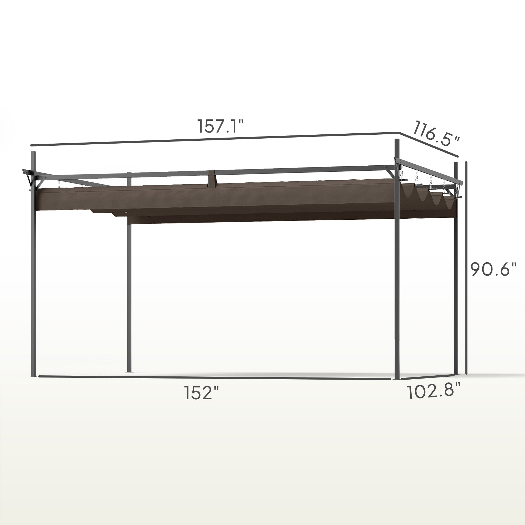 10' x 13' Metal Retractable Pergola Canopy, Outdoor Pergola for Garden, Patio, Backyard, Deck, Brown