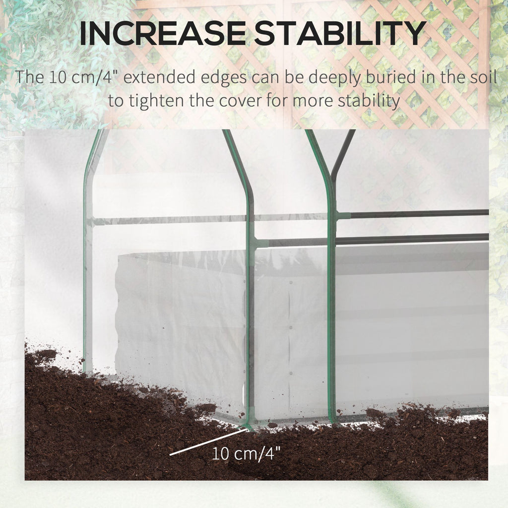 Raised Garden Bed with Cover, Outdoor Galvanized Metal Planter Box Kit, 4 x 3 ft Mini Greenhouse with 2 Large Screen Windows, for Growing Flowers, Vegetables and Herbs, Clear