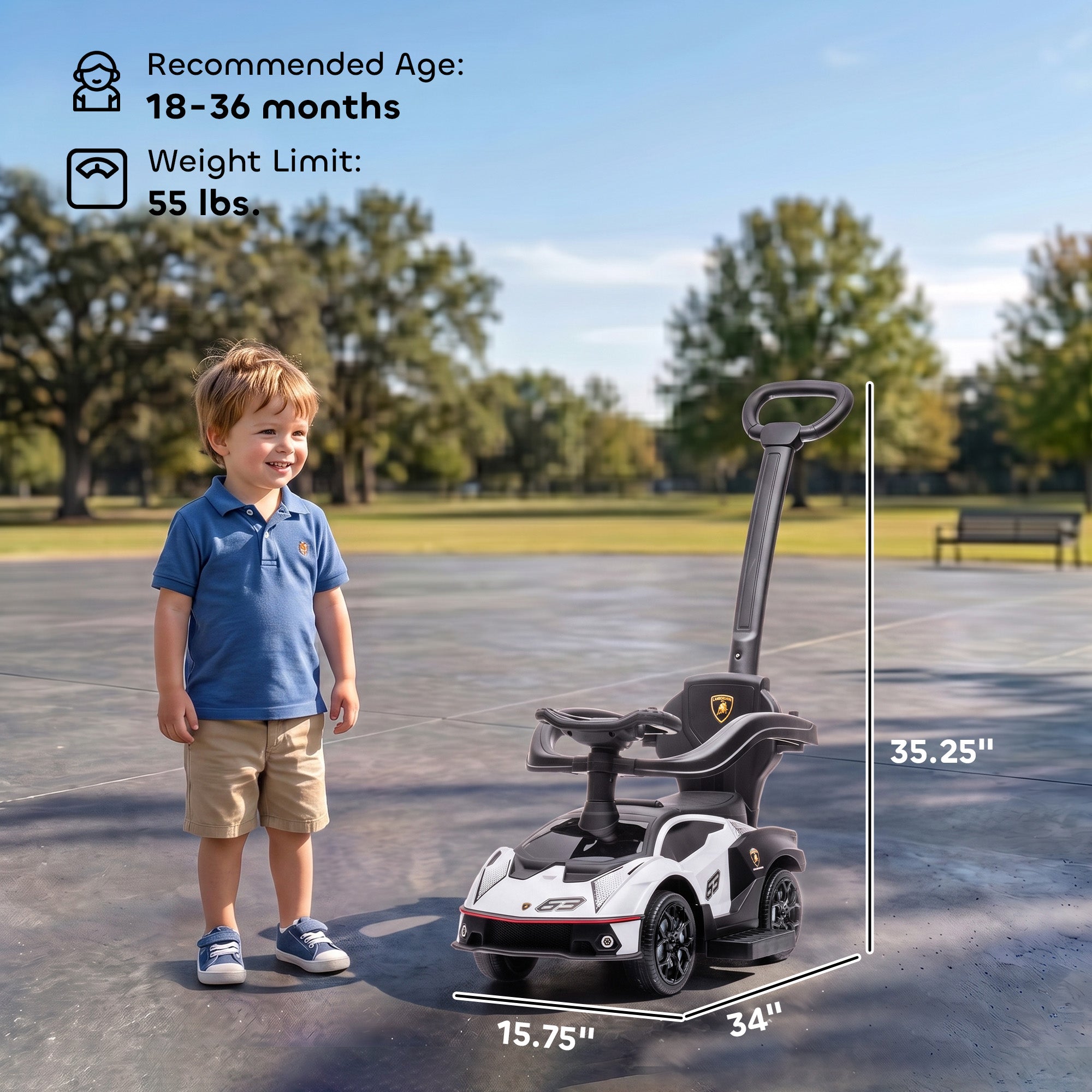 Toddler Push Car, Stroller Walking Car Age for 1-3, White